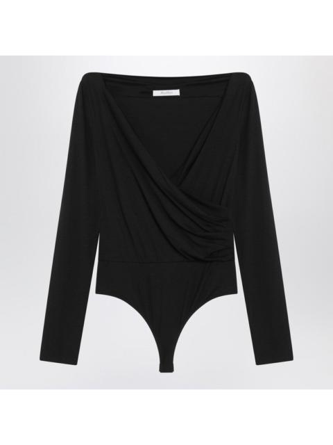 Max Mara Max Mara Black Crossover Bodysuit In Stretch Jersey Women