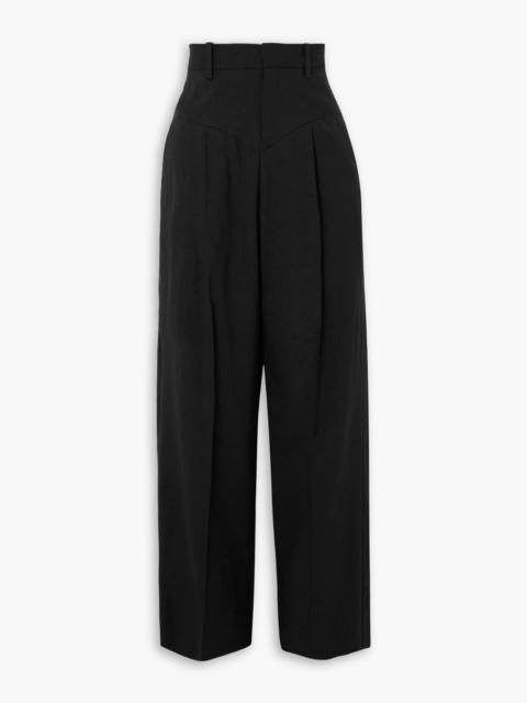 Isabel Marant Staya pleated paneled hemp-blend cady wide-leg pants