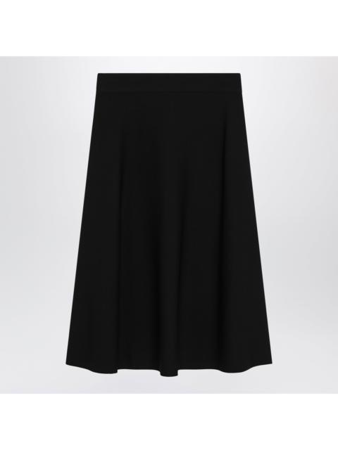 Max Mara Max Mara Flared Midi Skirt In Viscose Crãªpe Yarn, Black Women