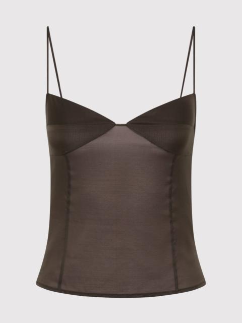 ST. AGNI Transparent Silk Cami - Black Olive