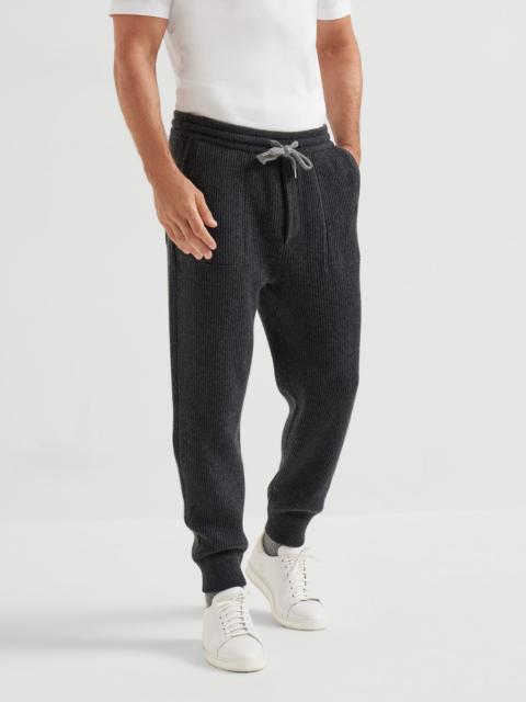 Brunello Cucinelli Cashmere English rib knit joggers