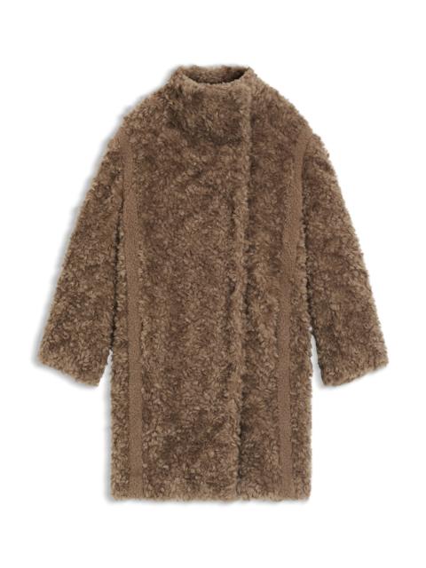 BOSS CONCEALED-CLOSURE COAT IN FAUX FUR