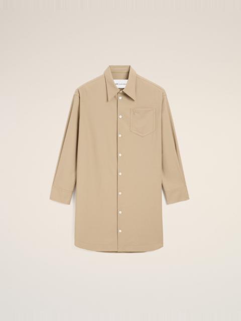 AMI Paris BEIGE NEW WOOL AMI DE COEUR WIDE SHIRT DRESS
