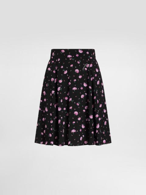 Dolce & Gabbana Carnations-print silk canvas skirt