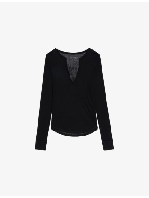 Zadig & Voltaire Tani V-Neck Knitted T-Shirt