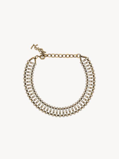 SAINT LAURENT CRYSTAL PYRAMID NECKLACE IN METAL