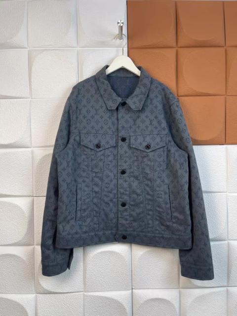 Louis Vuitton Louis Vuitton Blue Monogram Logo Print Jean Jacket