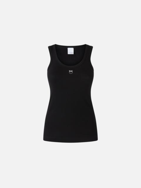 PINKO RIBBED TANK TOP WITH BIRD LOGO