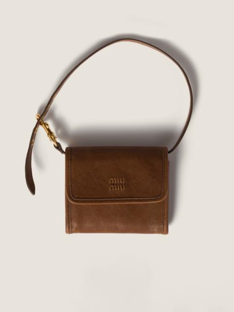 Miu Miu Nappa leather wallet with shoulder strap