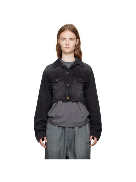 We11done Black Cropped Denim Jacket