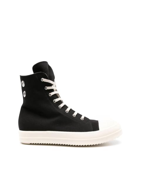 Rick Owens DRKSHDW AW24 DENIM HIGH SNEAKERS - BLACK/MILK/MILK