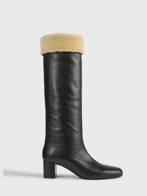 TOTEME Downtown shearling knee-high boots black/beige