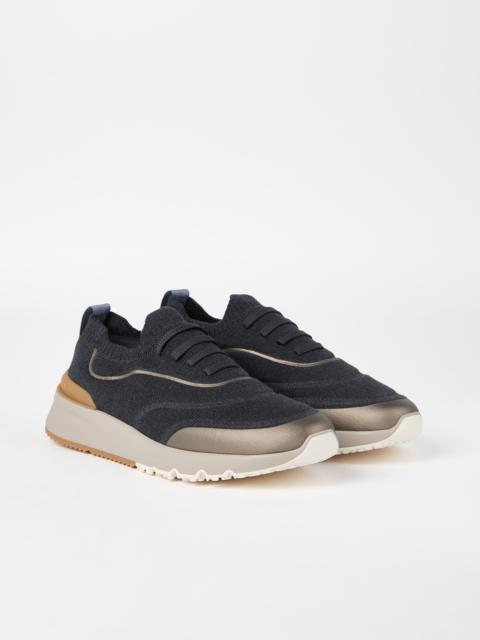 Brunello Cucinelli Techno cotton knit runners with heat-bonded details