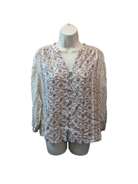 Other Designers Lucky Brand Floral Bohemian Button Up Peasant Top Medium