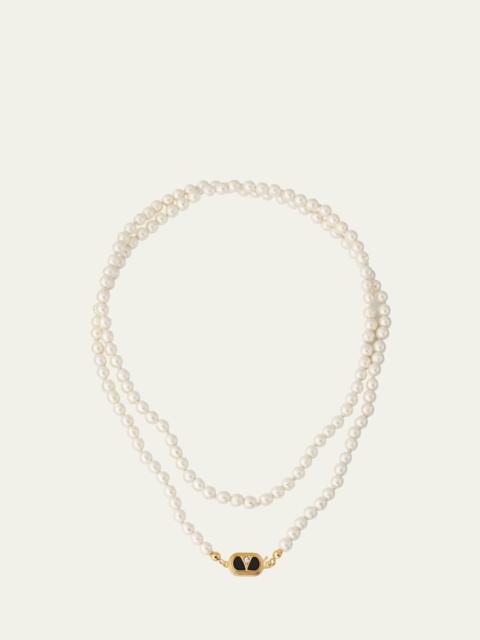 Valentino VLOGO Akoya Pearl Layered Ovalette Necklace