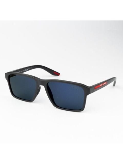 Prada NEW Prada Linea Rossa PS05YS UFK05U Grey Rubber Blue Rectangle Unisex Sunglasses