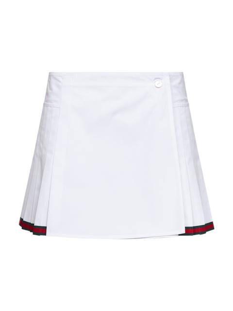 GUCCI Gucci Women White Poplin Pleated Miniskirt With Web Detail
