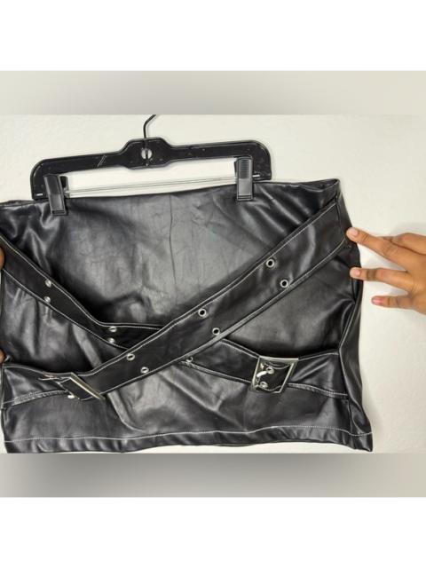 Other Designers SHEIN Black Faux Leather Skirt with Silver Accents BOGO