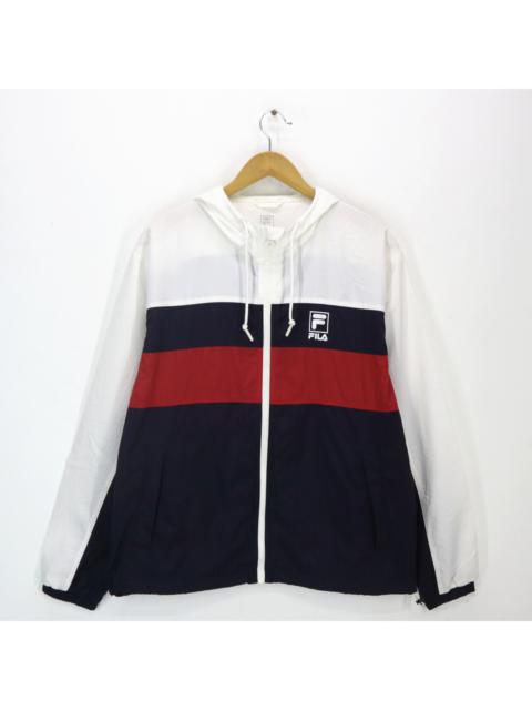 Other Designers Vintage 90s FILA Multi Color Block Windbreaker Hoodie Track Jacket Size Large