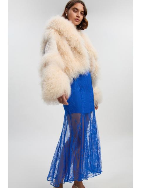 KAREN MILLEN Sheer Lace Godet Woven Maxi Skirt