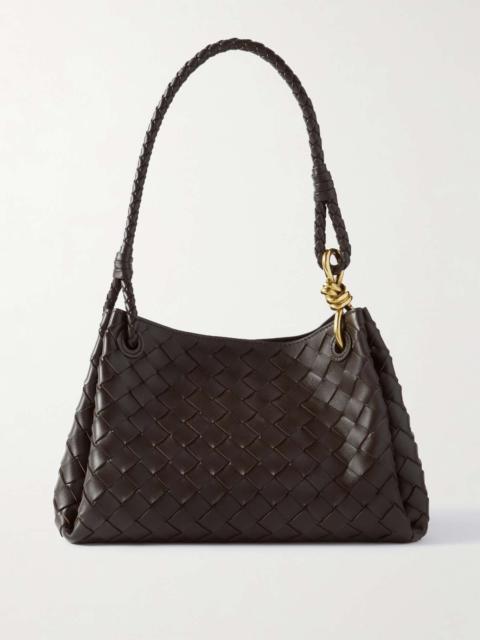 Parachute medium intrecciato leather shoulder bag Dark brown