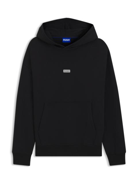 HUGO COTTON-TERRY LOOSE-FIT HOODIE WITH LOGO DETAILS