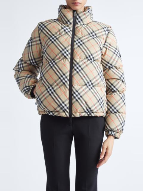 Burberry burberry Ambleside Check Quilted Down Puffer Jacket in Sand Ip Check at Nordstrom