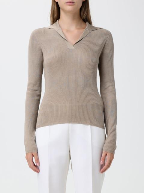 Max Mara Max Mara Women Max Mara Ribbed Silk And Cashmere Knit Polo With V-Neck And Slim Fit
