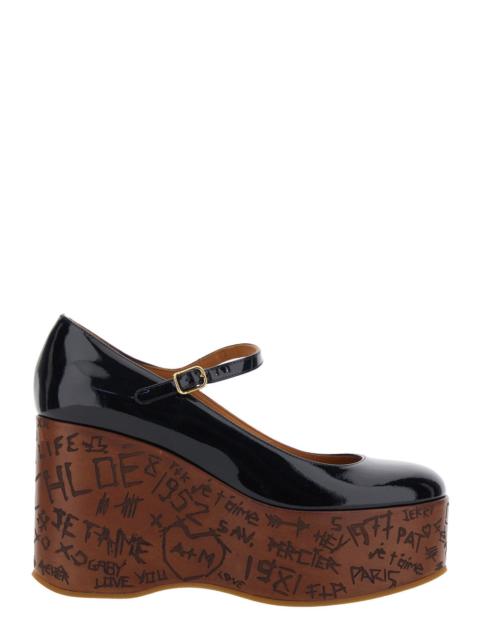 Chloé Chloé Women Black Wedges With Mary Jace Ankle Strap And High Wedge Heel In Leather Woman
