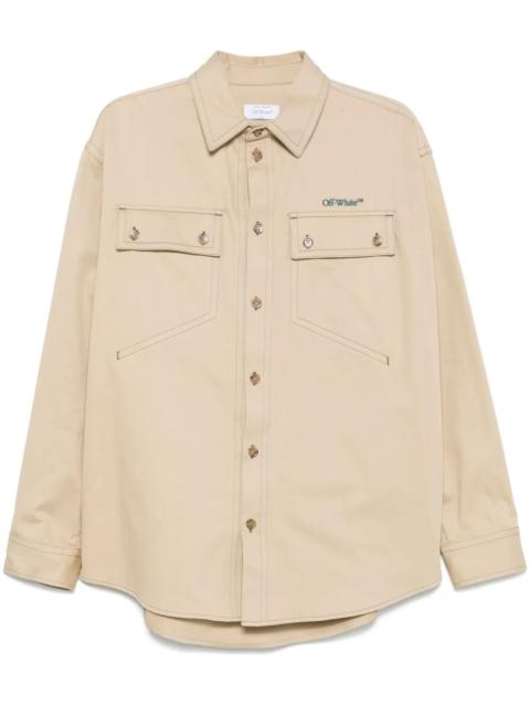 Off-White Men Stitch Cotgab Cotton Military Overshirt