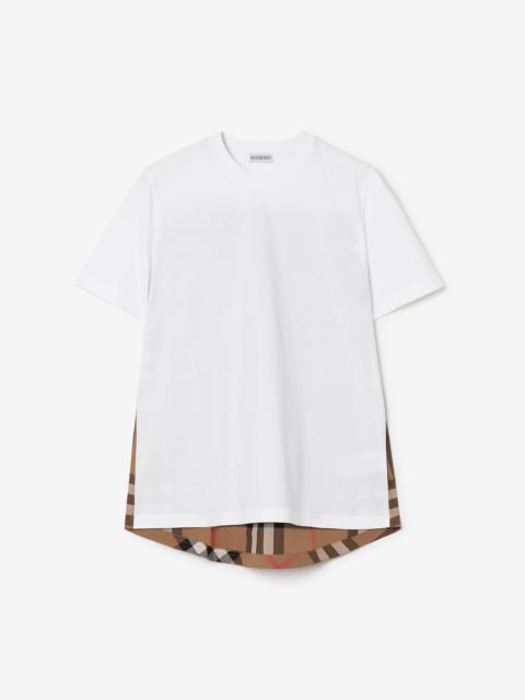 Burberry Check Panel Cotton T-shirt