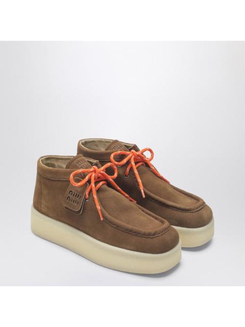 Miu Miu Miu Miu Platform Ankle Boots In Cinnamon Suede Women