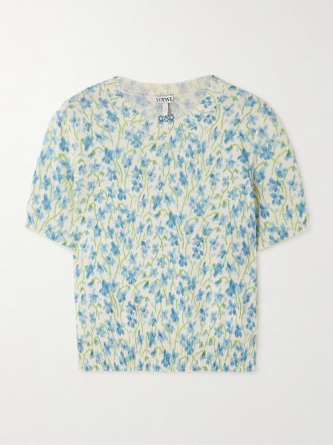 Loewe Embroidered Floral-print Cotton-blend T-shirt