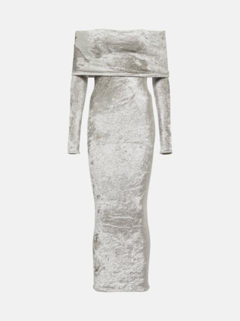 Alaïa Off-shoulder velvet midi dress