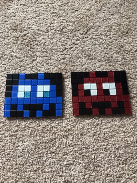 Other Designers Art - Space invader glass mosaic art set blue & red