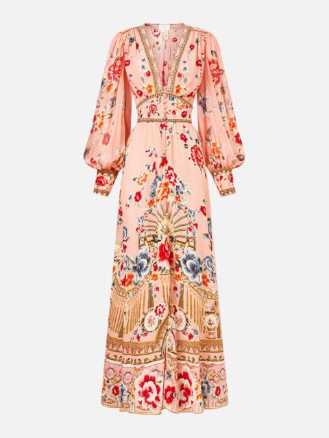 CAMILLA SHAPED WAISTBAND DRESS WITH GATHERED SLEEVES