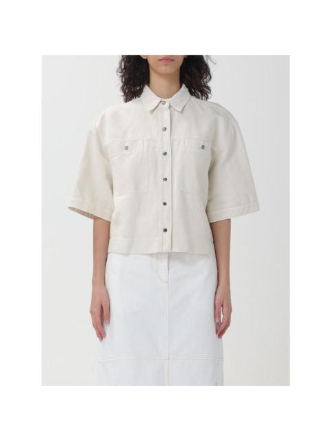 Brunello Cucinelli Brunello Cucinelli Wooff White Boxy Cotton Linen Shirt