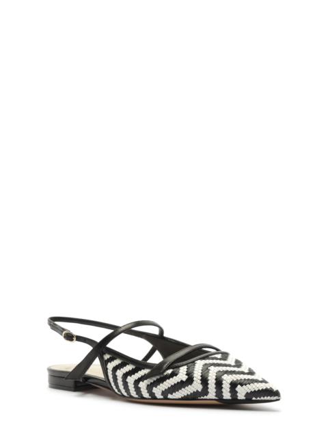 ALEXANDRE BIRMAN Alexandre Birman Tita Raffia Pointed Toe Slingback Flat in Black at Nordstrom
