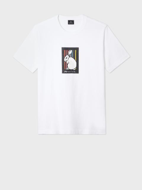 Paul Smith White Cotton 'Rabbit Stripe' Print T-Shirt