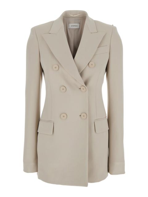 Sportmax Sportmax Women 'Frizzo' Beige Double-Breasted Jacket With Peak Revers In Tech Fabric Stretch Woman