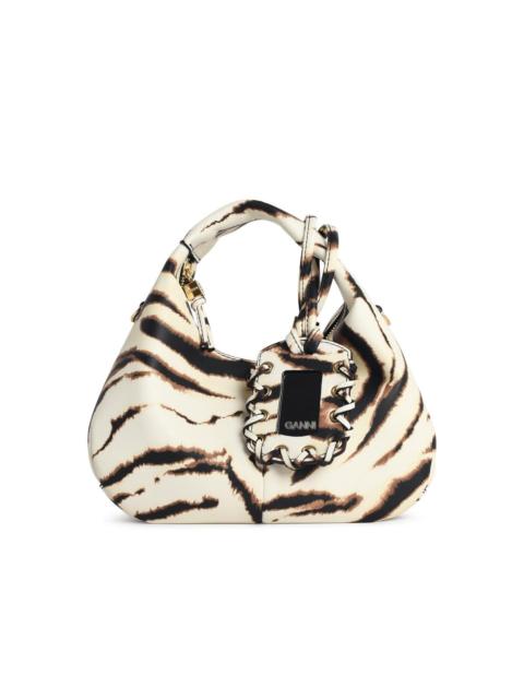 GANNI Ganni Zebra Eco Leather Mini Hobo Bag Ivory