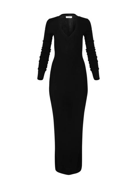 entire studios LONG SLEEVE V NECK MIDI BLACK