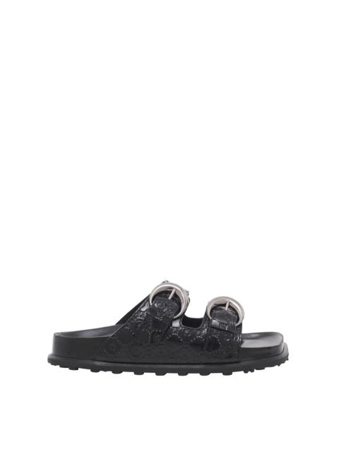 Marine Serre Moonogram Embossed Leather Ms Slide