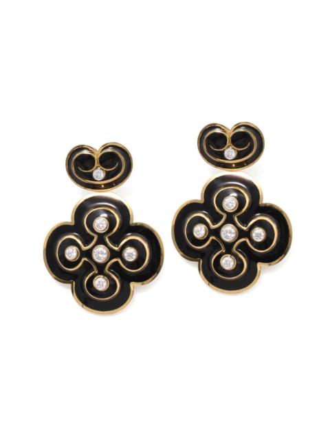 DAVID WEBB Diamond Black Quatrefoil Earrings