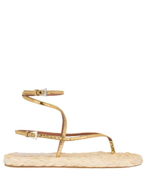 PARIS TEXAS Hydra Flat Sandal in Gold Natural