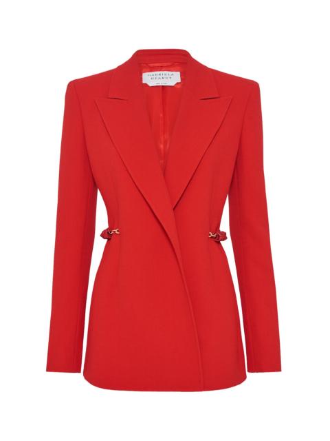 GABRIELA HEARST Epona Chain Blazer in Scarlet Red Virgin Wool Crepe