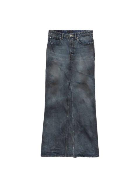 BALENCIAGA Balenciaga Faded Maxi Denim Skirt In Dirty Pale Blue