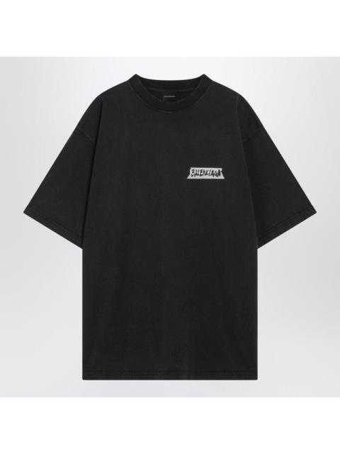 BALENCIAGA Balenciaga Black Washed Masking Tape T-Shirt With Medium Fit Women