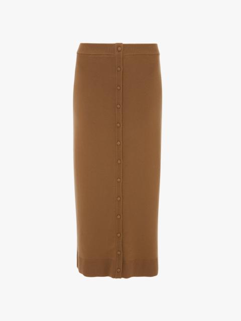 Victoria Beckham Button Detail Midi Skirt In Camel