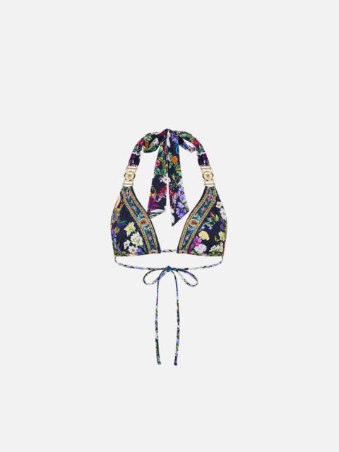 CAMILLA STRAP TRIM BIKINI TOP WITH THICK NECK TIE